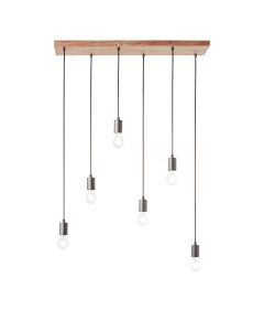 Endon Lighting - Stellan - 101684 - Wood Effect Anthracite 6 Light Ceiling Pendant Light