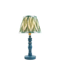 Endon Lighting - Bibury & Zigzag 20cm - 115089 - Blue Aged Brass Green Table Lamp With Shade