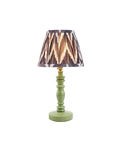 Endon Lighting - Bibury & Zigzag 20cm - 115935 - Green Aged Brass Grey Table Lamp With Shade