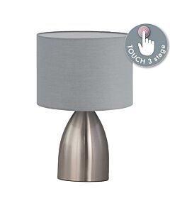 Valentina - Brushed Chrome Touch Lamp with Grey Shade