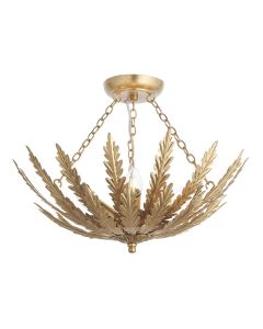 Endon Lighting - Delphine - 95039 - Gold Leaf 3 Light Flush Ceiling Light