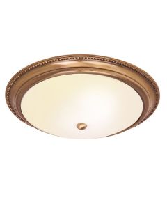 Endon Lighting - Atlas - 91121 - Antique Brass Frosted Glass 2 Light Flush Ceiling Light