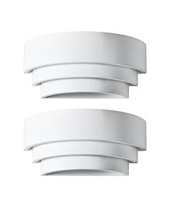 Set of 2 Marini - White E14 Plaster Wall Lights