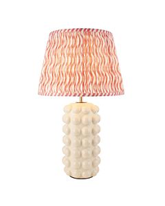 Endon Lighting - Bobble & Ripple 35cm - 116388 - White Crackle Aged Brass Pink Ceramic Table Lamp With Shade