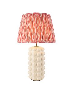 Endon Lighting - Bobble & Ikat 35cm - 116385 - White Crackle Aged Brass Pink Ceramic Table Lamp With Shade