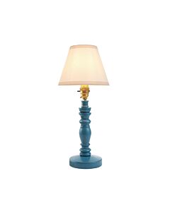 Endon Lighting - Bibury & Ivy 16cm - 115899 - Blue Aged Brass Vintage White Table Lamp With Shade