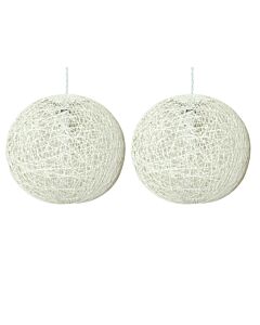 Set of 2 Abaca - White 14" Globe Ceiling Light Shades