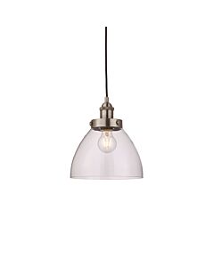 Endon Lighting - Hansen - 91738 - Silver Clear Glass Ceiling Pendant Light