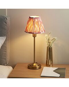 Endon Lighting - Rise - 120753 - Vintage Brass Pink Table Lamp With Shade