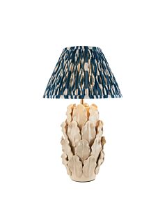 Endon Lighting - Layered Leaf & Ikat 30cm - 116436 - Cream Crackle Aged Brass Blue Ceramic Table Lamp With Shade