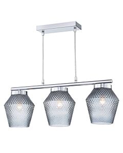 Fraser - Smoked Textured Glass 3 Light Pendant Bar