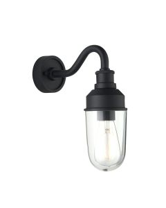 Dorchester - Black Clear Glass IP44 Outdoor Wall Light