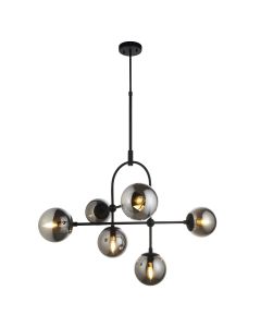 Nostalgia - Black Smoked Glass 6 Light Flush Ceiling Light