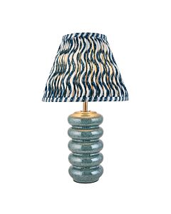 Endon Lighting - Squash & Ripple 25cm - 116483 - Ocean Spray Aged Brass Blue Ceramic Table Lamp With Shade