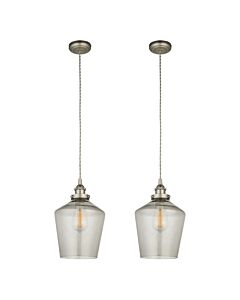 Set of 2 Heath - Aged Copper Retro Glass Pendant Lights