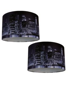 Set of 2 Digitally Printed Shade with New York City Skyline 320mm Diameter