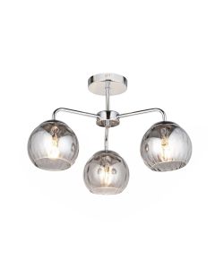 Endon Lighting - Dimple - 97971 - Chrome Smoked Glass 3 Light Flush Ceiling Light