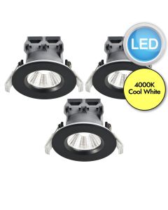 Nordlux - Set of 3 Fremont 3-Kit IP65 4000K - 2310056003 - LED Black IP65 Bathroom Recessed Ceiling Downlights