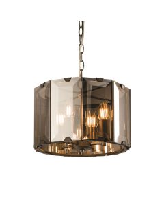 Endon Lighting - Clooney - 61281 - Slate Grey Smoked Cut Glass 4 Light Ceiling Pendant Light