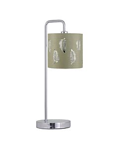 Chrome Arched Table Lamp with Sage Green Fern Shade