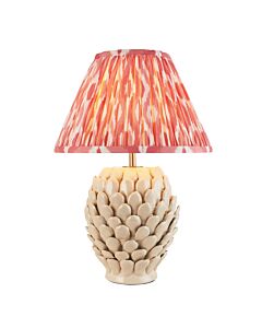 Endon Lighting - Layered Leaf & Ikat 30cm - 116410 - Cream Crackle Aged Brass Pink Ceramic Table Lamp With Shade