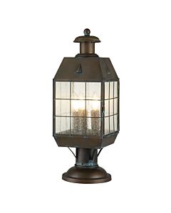 Quintiesse - Nantucket - QN-NANTUCKET3-L-AS - Aged Brass Clear Seeded Glass 3 Light IP44 Outdoor Post Light