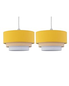 Set of 2 Gabi - Ochre Ombre Linen 3 Tier Ceiling Light Shades