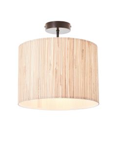 Endon Lighting - Longshore - 101695 - Natural Seagrass Black Flush Ceiling Light