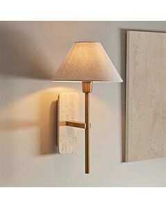 Endon Lighting - Faro - 120637 - Vintage Brass Travertine Stone Natural Wall Light