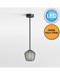 Astro Lighting - Nara - 1464003 & 5039004 - LED Black Smoked Glass IP44 Bathroom Ceiling Pendant Light