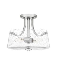 Quoizel Lighting - Hollister - QZ-HOLLISTER-SF-PN - Nickel Clear Seeded Glass 2 Light Flush Ceiling Light