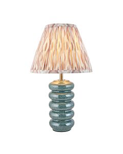 Endon Lighting - Squash & Ikat 25cm - 116493 - Ocean Spray Aged Brass Neutral Ceramic Table Lamp With Shade