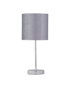 Chrome Stick Table Lamp with Grey Glitter Shade