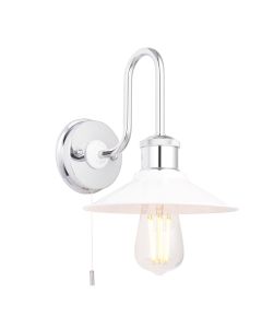 Sorren - Chrome & White IP44 Pull Cord Bathroom Wall Light