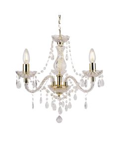 Clear and Gold Marie Therese Style 3 x 40W Chandelier