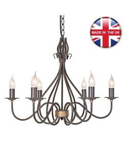 Elstead Lighting - Windermere - WM6 - Rustic Brown Gold 6 Light Chandelier