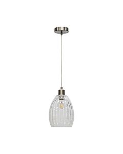 Birch - Clear Fluted Glass with Satin Nickel Pendant Fitting