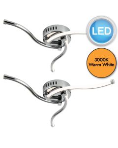 Set of 2 Ara - Chrome LED Flush Ceiling Lights