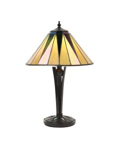 Interiors 1900 - Dark Star - 70367 - Black With Glass Inserts Tiffany Table Lamp