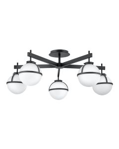 Hinkley Lighting - Hollis - HK-HOLLIS-5-O-BK - Black Opal Glass 5 Light IP44 Bathroom Ceiling Light