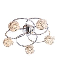 Endon Lighting - Talia - 76595 - Chrome Clear Crystal Glass 5 Light Flush Ceiling Light