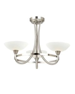 Endon Lighting - Cagney - CAGNEY-3SC - Chrome White Glass 3 Light Flush Ceiling Light