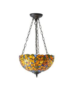 Interiors 1900 - Josette - 70751 - Dark Bronze Tiffany Glass 3 Light Ceiling Pendant Light