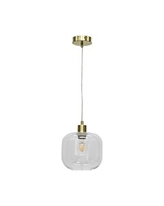 Bletch - Clear Glass with Satin Brass Pendant Fitting