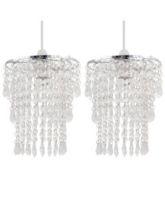 Set of 2 Clear Jewel Tiered Light Shades