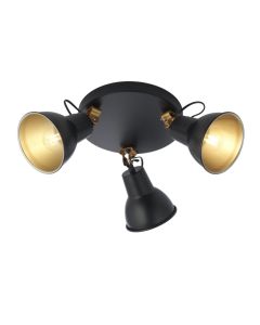 Brook - Matt Black Studio Style 3 Way Spot Light