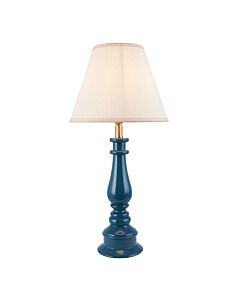 Endon Lighting - Myrtle & Ivy 25cm - 116353 - Blue Warm Brass Vintage White Table Lamp With Shade