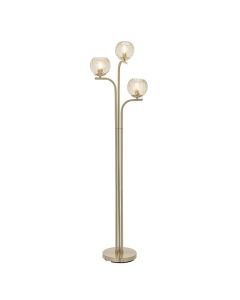 Endon Lighting - Dimple - 91974 - Satin Brass Clear Champagne Glass 3 Light Floor Lamp