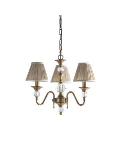 Interiors 1900 - Polina - 63586 - Antique Brass Beige 3 Light Chandelier