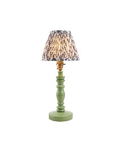 Endon Lighting - Bibury & Leaf 16cm - 115869 - Green Aged Brass Grey Table Lamp With Shade